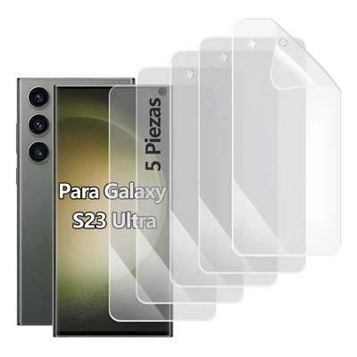 DBGJJR 5pcs Mica Protector de Pantalla Para Samsung Galaxy S23 Ultra 5G Curvo Hydrogel Película TPU Flexible Fácil Instalación Sin Burbujas Resistente a Arañazos Antihuellas HD Transparente | MercadoLibre