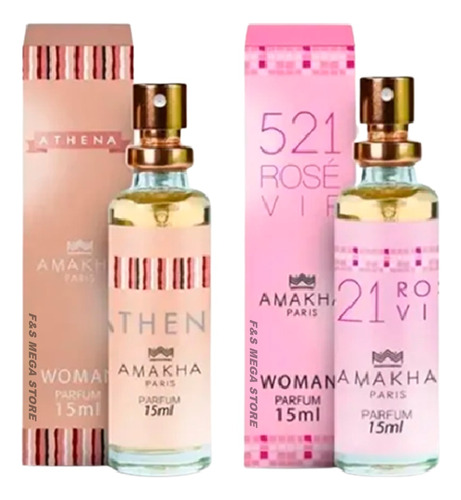 Kit 2 Perfume Athena 521 Vip Rose Feminino Amakha Paris 15ml