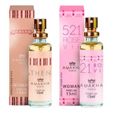 Kit 2 Perfume Athena 521 Vip Rose Feminino Amakha Paris 15ml