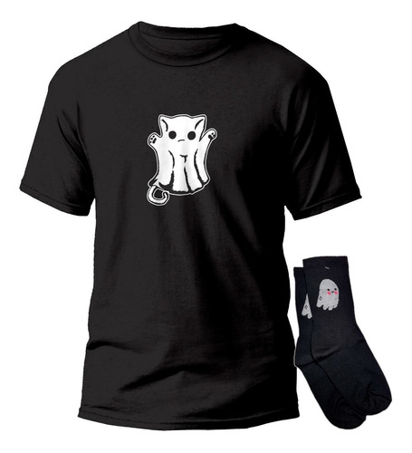 Playera Y Calceta Fantasma Gatito Kawaii Gotico Gato 