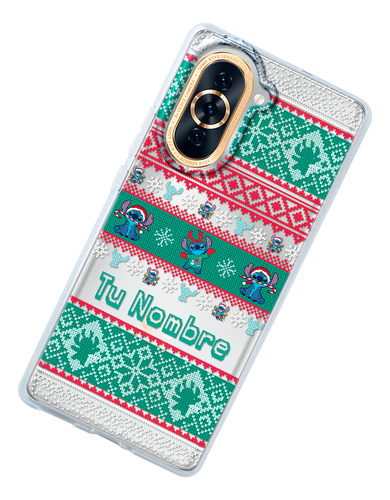 Funda Para Huawei Stitch Ugly Sweater Navidad Nombre