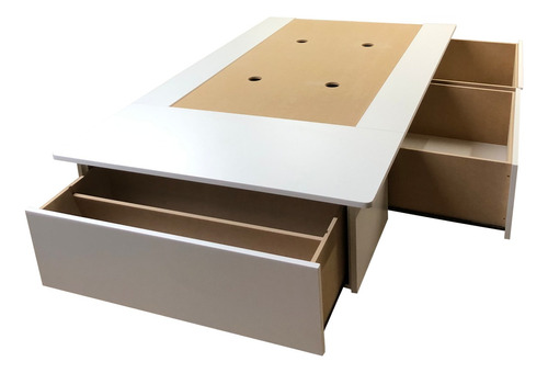 Cama Box Con Cajones Una Plaza 0.80 X 1.90 Blanco