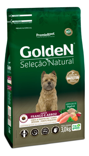 Ração Golden Seleção Natural Cães Sênior Pequeno Frango 3kg