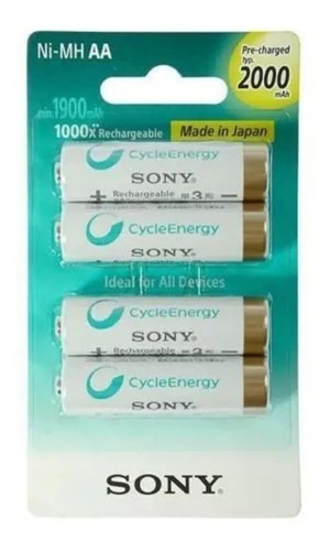 Pilha Recarregável Aa Sony Nh-aa-b4kn 2000mah 1.2v 4 C/4