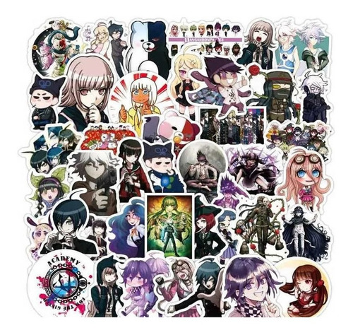 Danganronpa Anime Stickers 50 Calcomanias Pvc Vs Agua