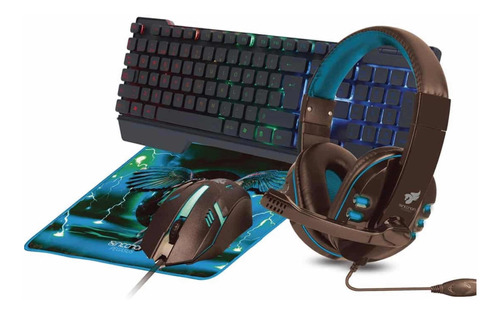 Kit Gaming 4 En 1 , Teclado + Mouse + Diadema + Mouse Pad