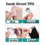 Swab Álcool 70% Higieniza Mãos Celular Óculos 200 Unid