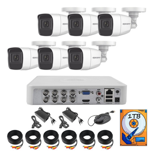 Kit Circuito Cerrado 6 1080p Epcom Audio Metal 1tb