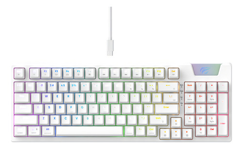 Teclado Mecánico Rgb Gamer De Tamaño Completo Havit Kb885l Blanco