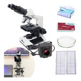 Kit Microscópio Binocular 1600x Led + Câmera 5mp + Brindes