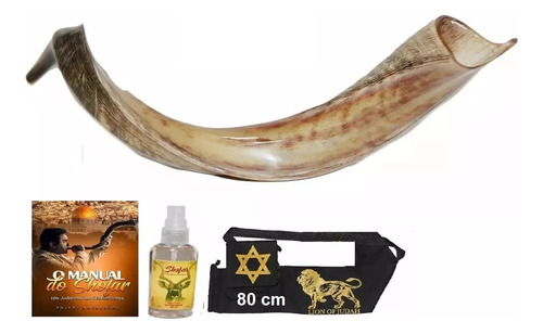 Shofar De Chifre Antílope + Livro + Capa - De Israel # M7