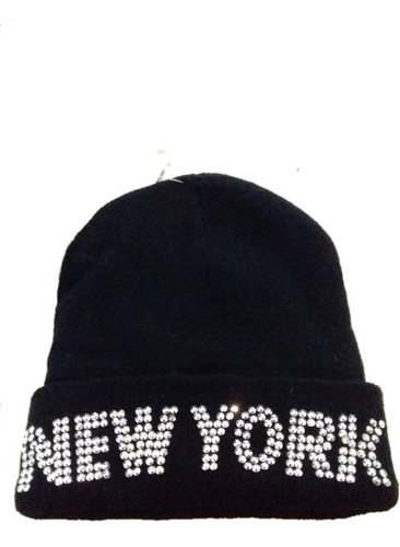 Gorro De Lana Rocky Tejido Doble Grueso Con Strass Ny 