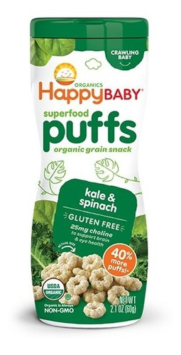 Happy Baby Puffs Cereal Orgánico De Kale Y Espinaca - 6 Pz