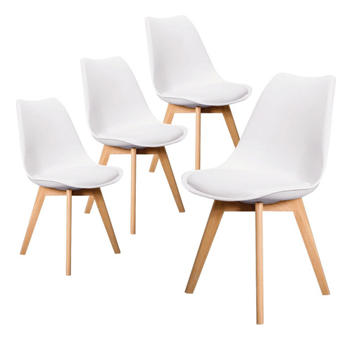 Set/kit 4 Silla Tulip Eames Acojinada Minimalista Moderna