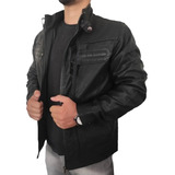 Jaqueta De Couro Masculina Motoqueiro Slim Fit Impermeável 