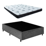 Cama Box Casal 138x188x41 Suede Preto + Colchão D33 8 Cm