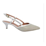 Sapato Scarpin Mule Sling Back Salto Baixo Bico Fino Ptah!