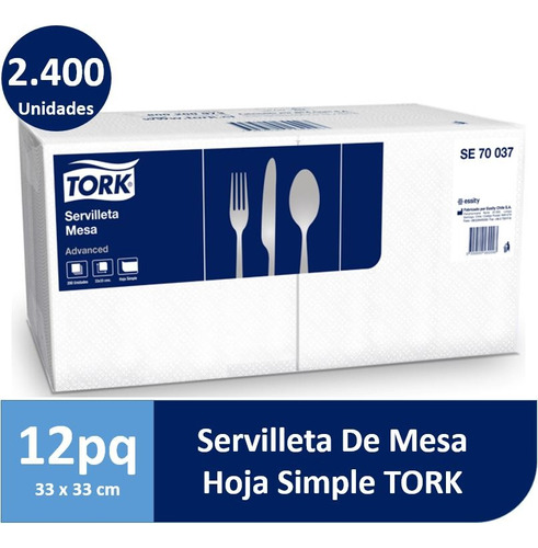 Servilleta De Mesa Tork Acolchada 33x33cm 12 Paq X 200un