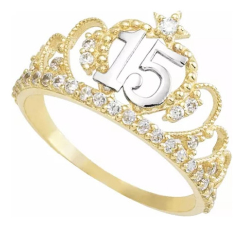 Anillo 15 Años Quinceañera  Oro 10 Kilates Coronita