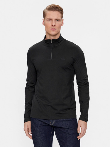 Polera Ls Smooth Cotton Negro Calvin Klein