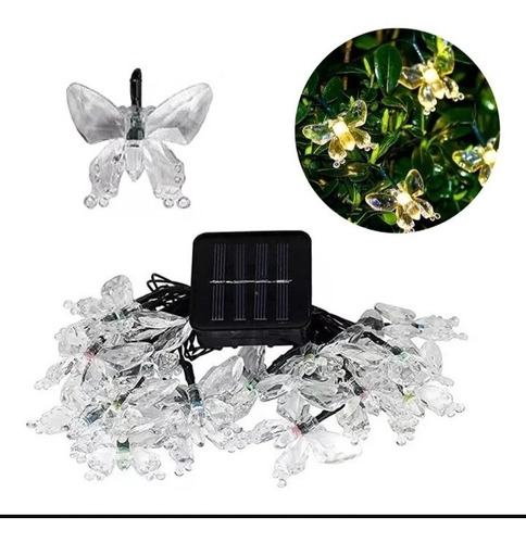 Mariposa Solar Led Guirnalda Lineal 30 Luces 5mtr Calidas