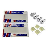 Par De Marcos Porta Placas Suzuki Blanco Con Tornillos