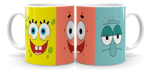 Caneca Bob Esponja Calça Quadrada Patrick Lula Molusco