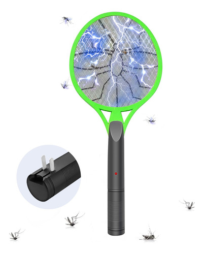 Raqueta Mata Mosquitos Recargable Con Doble Lampara