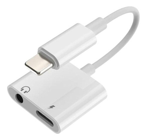 Adaptador iPhone Audifonos Auxiliar Jack 3.5 Carga Lightning Blanco