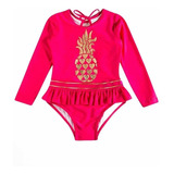 Maio Infantil Menina Manga Longa Uv50 Roupa De Praia Tip Top