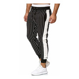 Pantalones Buzo Hombre Jogger Fit Deportivo De Rayas Blancas