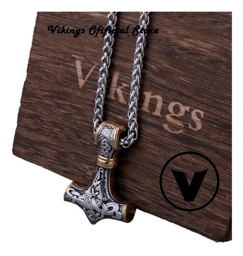 Collar Hombre De Lujo Martillo Nórdico Caja Vikings