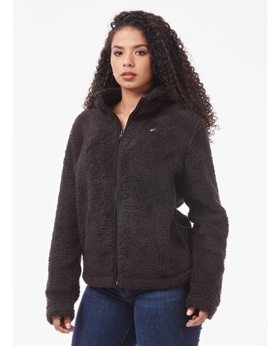 Chaqueta Hoodie Sherpa Con Cierre Negro Tommy Hilfiger