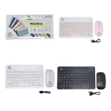 Mini Teclado Y Mouse Bluetooth Recargable Kit Colores 