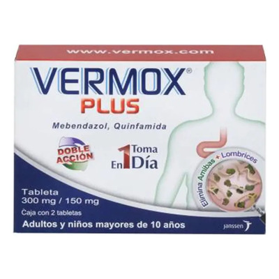 Vermox Plus Tableta 300 Mg\u002F150 Mg, 2 Tabletas | MercadoLibre