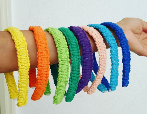 Kit De 10 Diademas Tejidas A Macramé Diferentes Colores