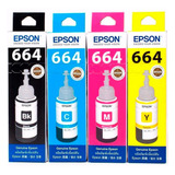 Kit 4 Tintas Epson T664 Ecotank Tinta Continua L120 L310 L380 L395 L575 L1300