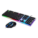 Set Teclado Y Mouse Con Luces Rgb Y Alámbrico Usb