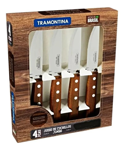 Set 4 Cuchillos Jumbo Asado Churrasco Tramontina (35 Paq)