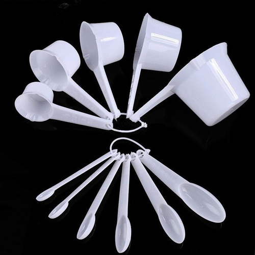 Set 11 Tazas Y Cucharas Medidora Blanco Reposteria Cocina