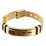 Pulseira Masculina Dourado Malha De Aço Cruz Banhada Ouro