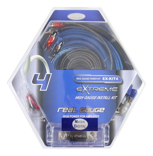 Kit De Instalacion Calibre 4 Extreme Ex-kit4 C/ Accesorios Color Azul