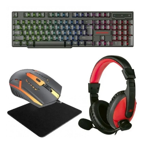 Kit Gamer Teclado Mouse Auricular Pad 4en1 Senon Cgs902