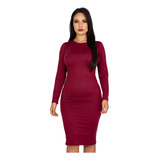 Vestido Londres Manga Larga Lapiz Ajustado Largo Curvy