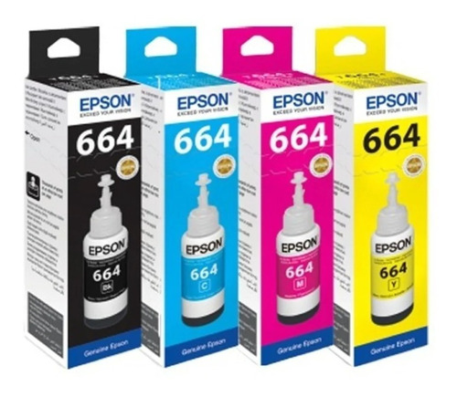 Kit De Tinta Original Epson 664 (bk, C, M, Y) 70ml