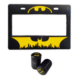 Set 1 Portaplacas Universal Moto Batman + 2 Tapones Aire 