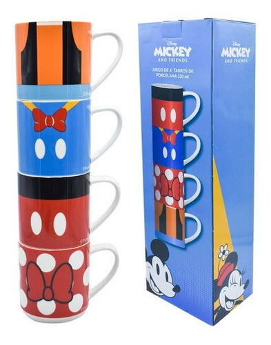 Tazas Porcelana Disney Mickey & Friends Apilables 330ml