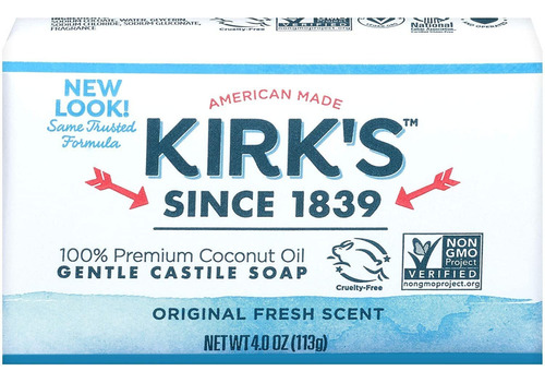 Kirks Castile: Jabón Coco Castile Bar Original 4 Oz (2 Unida