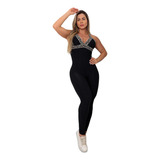 Macacão Fitness Brocado Em Animal Print Com Empina Bumbum