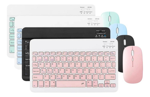 Kit Teclado Mouse Sem Fio Recarregável Bluetooth Tablet Note